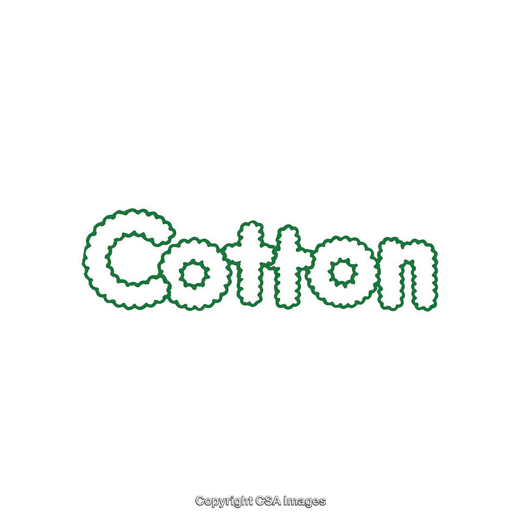 Stylized Green Cotton Text With Unique Cloud-Like Lettering On White