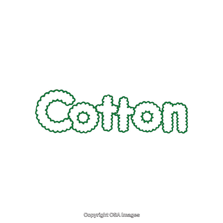 Stylized Green Cotton Text With Unique Cloud-Like Lettering On White