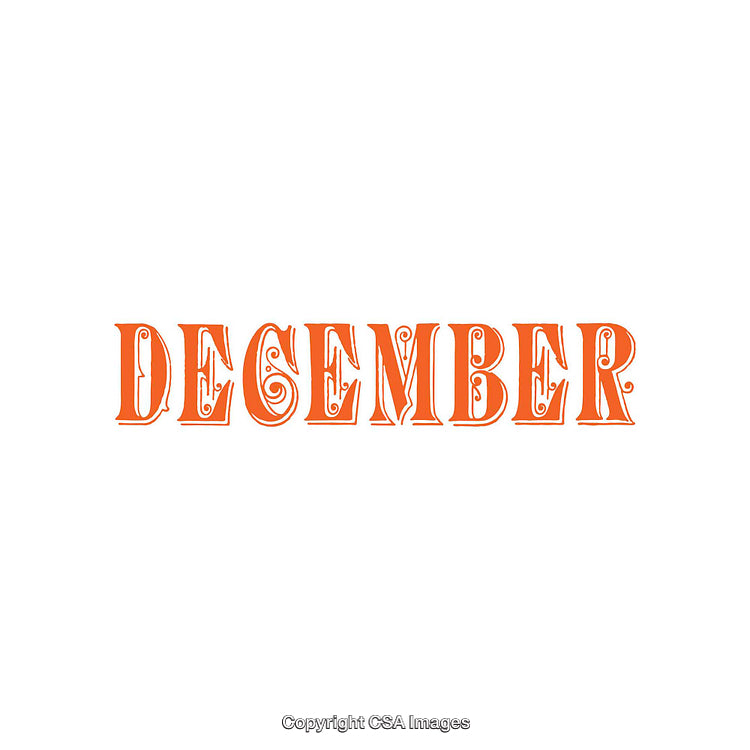 Playful Typography Design Featuring December in Ornate Orange Lettering