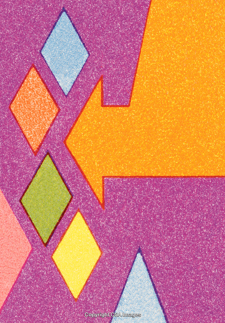 Colorful Abstract Geometric Composition With Diamond Shapes and Vibrant Textures