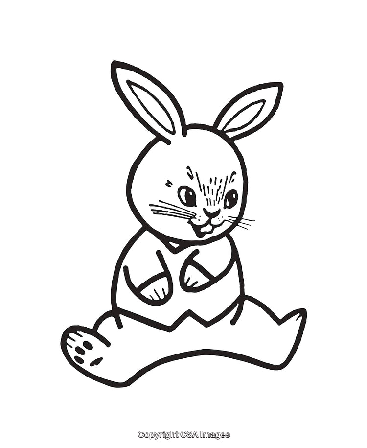 Adorable Black and White Line Drawing of a Cute Bunny Rabbit