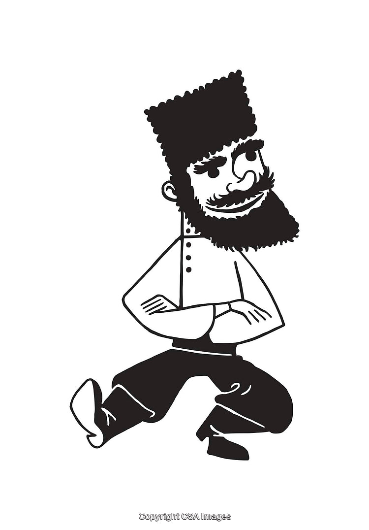 Black and White Illustration of Traditional Character in Artistic Line Drawing