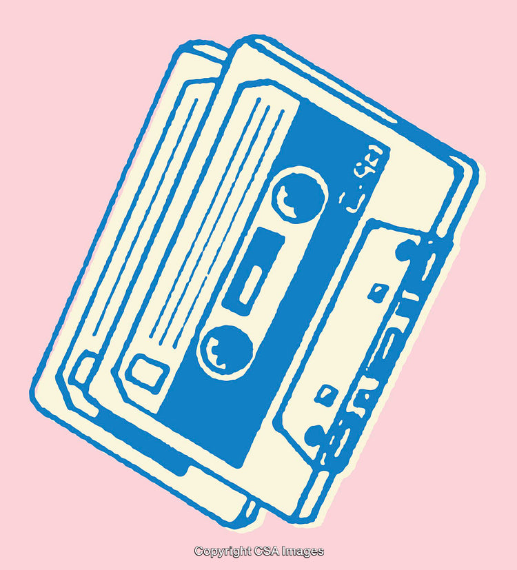 Retro Cassette Tape Illustration on a Light Pink Background