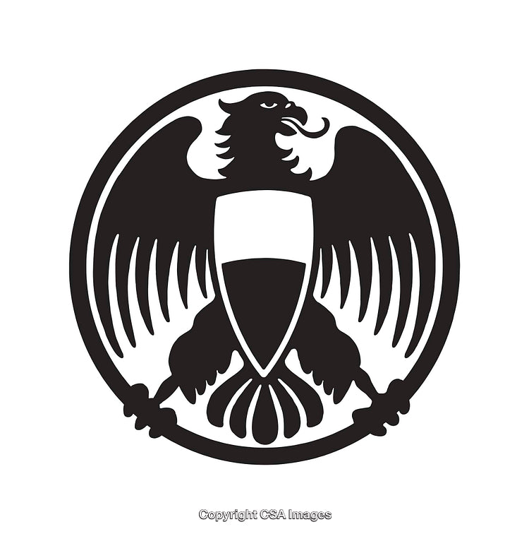 Black and White Stylized Icon of Heraldic Eagle Symbol