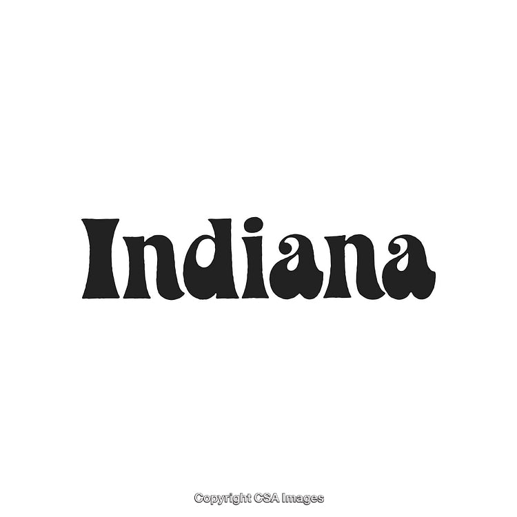 Bold Black Text of the Word Indiana on a White Background