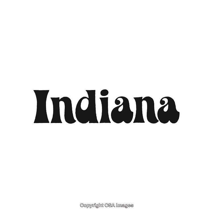 Bold Black Text of the Word Indiana on a White Background