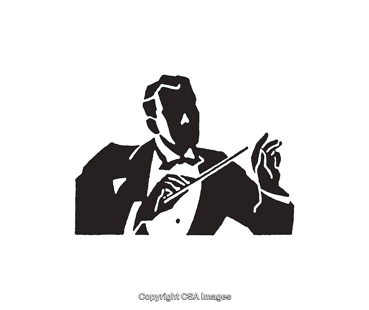 Black and White Line Art of a Orchestra Conductor Silhouette