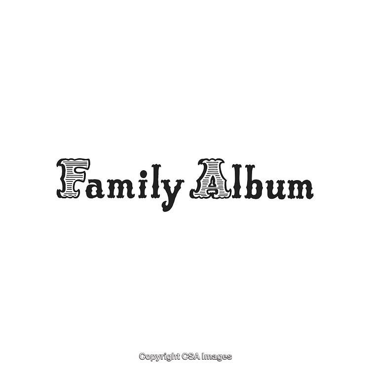 Vintage Typography Styled 'Family Album' Text Illustration on White Background