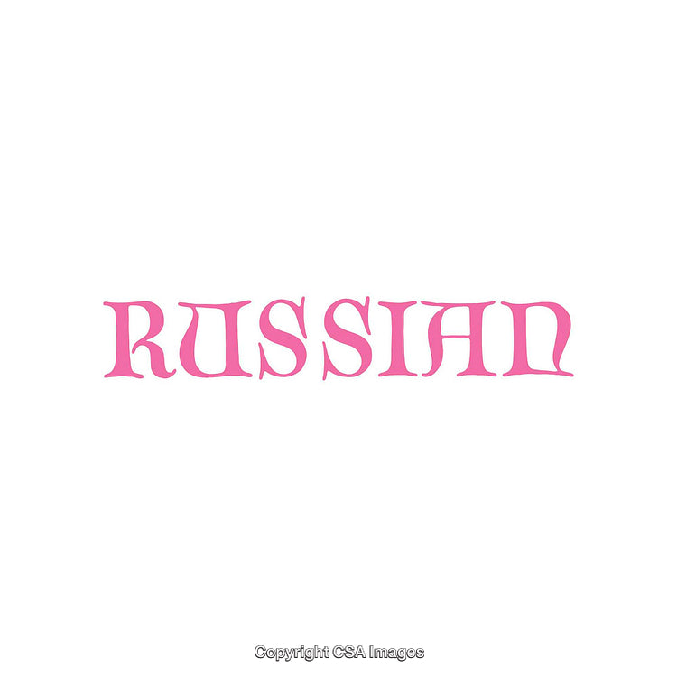 Pink Text Typography Displaying the Word ‘Russian’ on a White Background