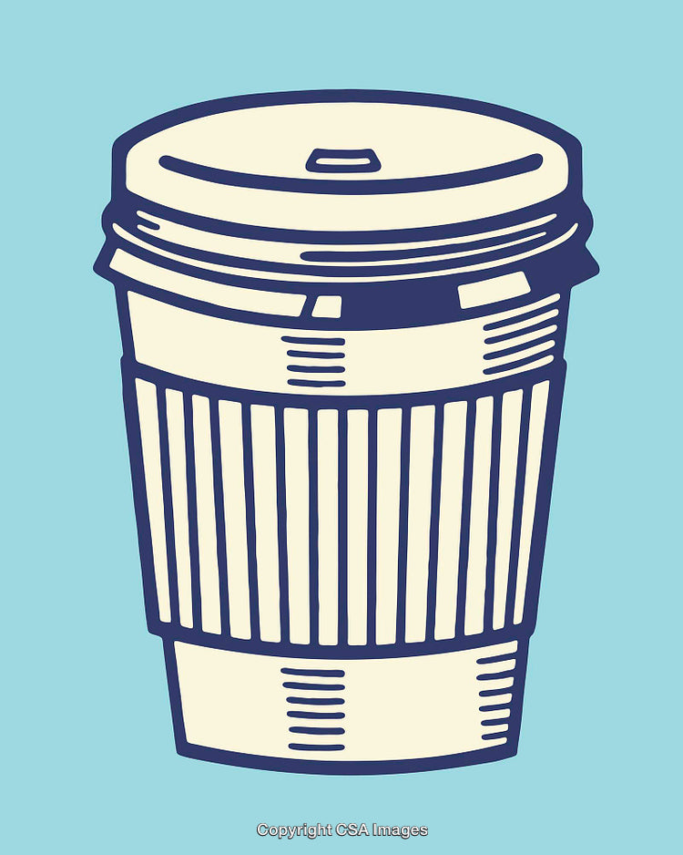 Stylized Illustration of a Takeout Coffee Cup in Modern Line Art Style