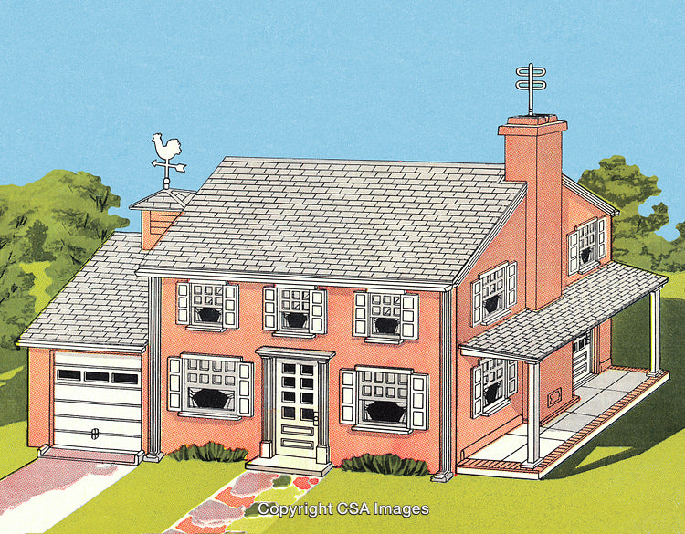 Charming Vintage Illustration of a Countryside House with Classic Details