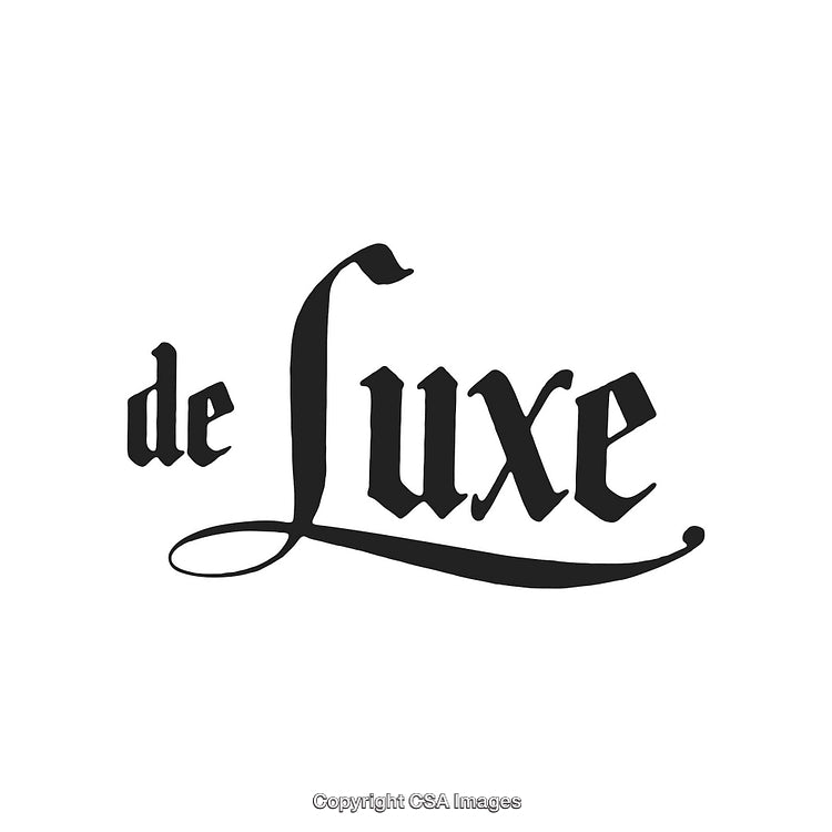 Stylized Black 'De Luxe' Text on a White Background