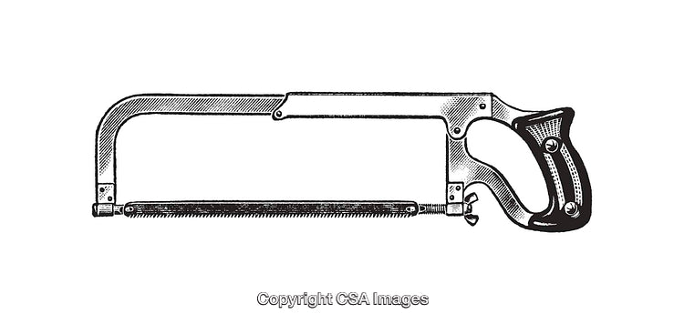 Black and White Illustration of a Vintage Hack Saw