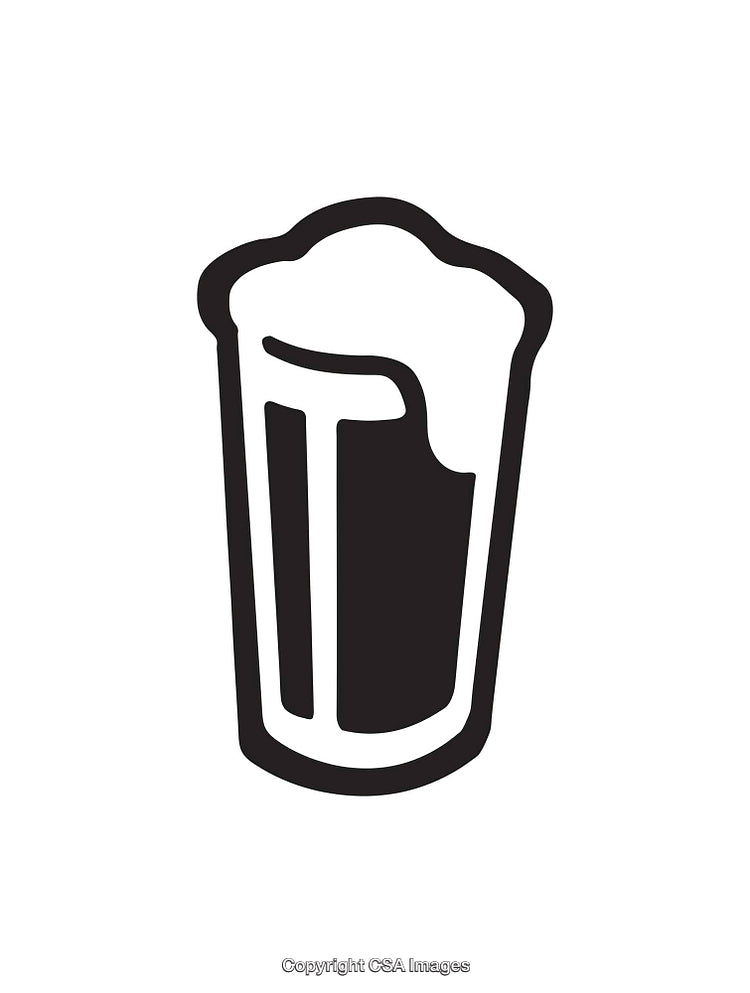 Black and White Icon of a Drink in a Cup with Foam
