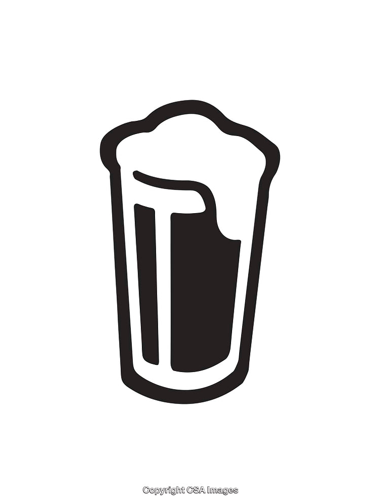 Black and White Icon of a Drink in a Cup with Foam