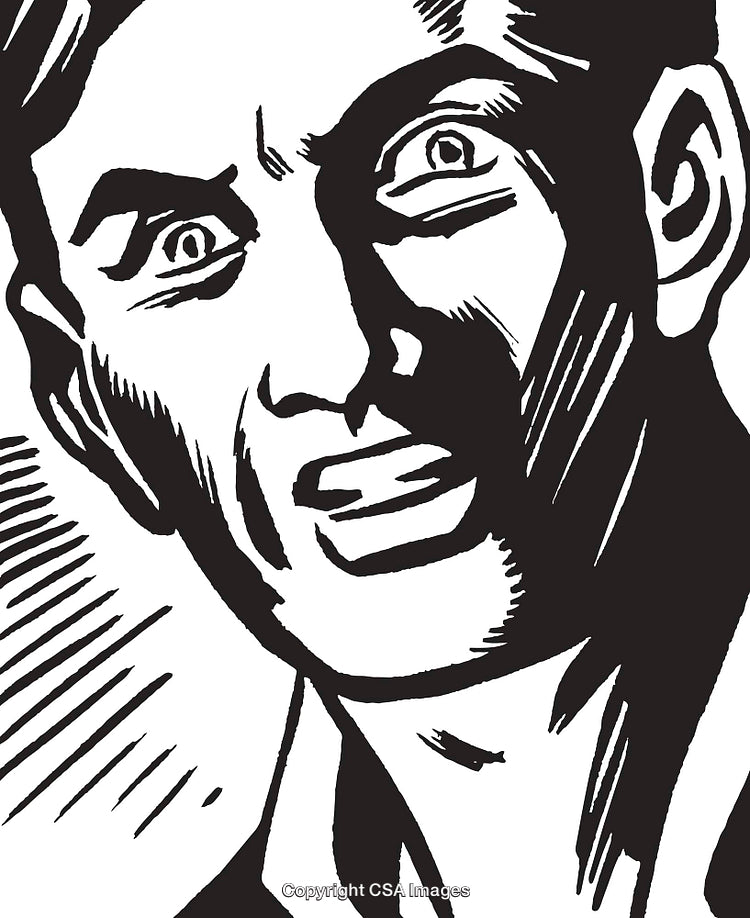 Illustration of an Anxious Expression with Intense Black and White Lines