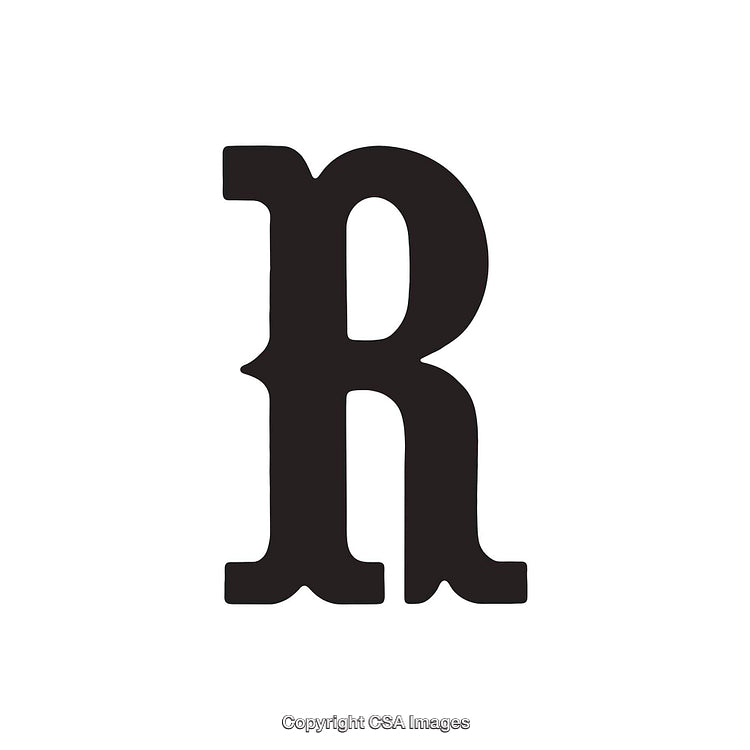 Bold Black Typography Design Featuring Capital Letter R on White Background