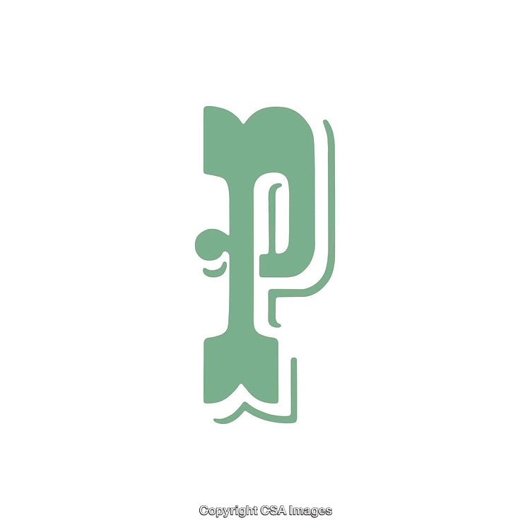 Decorative Green Letter P in Modern Artistic Style