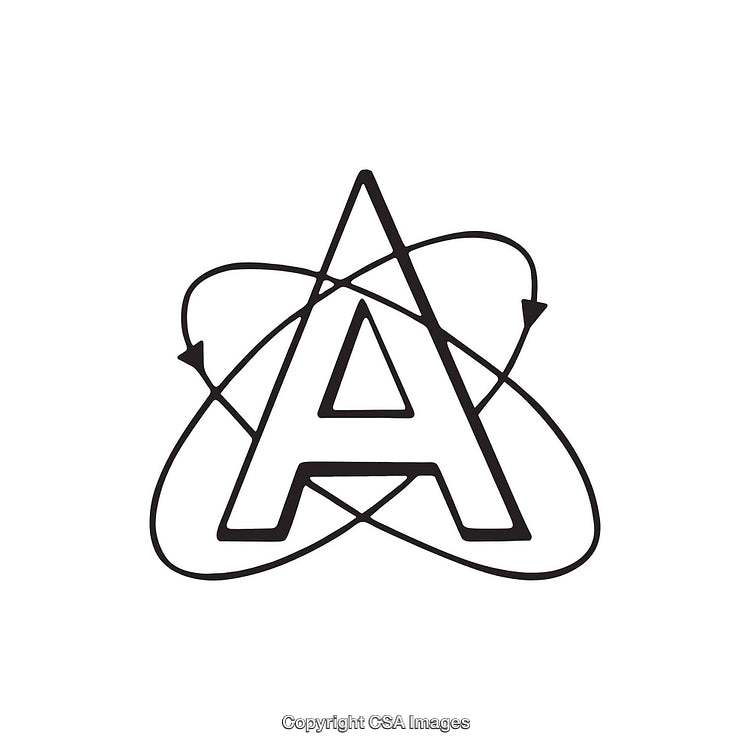 Atomic Design Featuring Letter A Encased in Orbiting Electrons