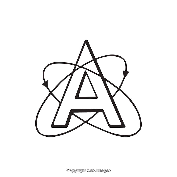 Atomic Design Featuring Letter A Encased in Orbiting Electrons