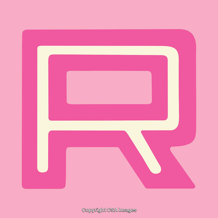 Bold Artistic Letter R in Vibrant Pink and Cream Colors