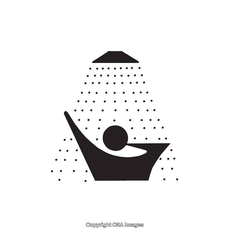 Black and White Icon of Person Relaxing in Shower