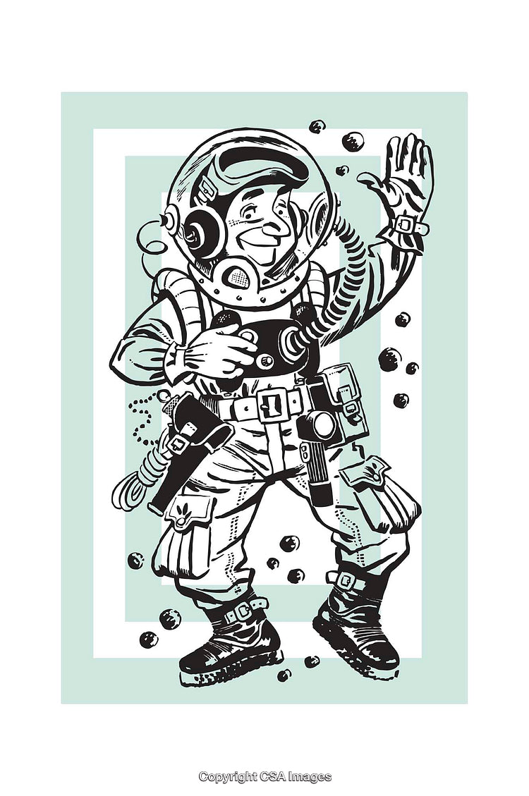 Vintage Style Astronaut Illustration of Space Explorer in Retro Design