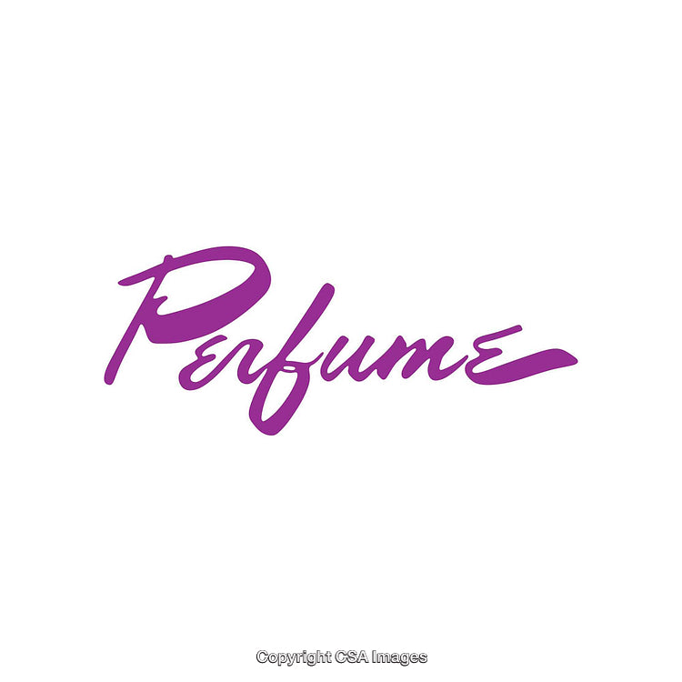 Purple Stylized Perfume Text Illustration on a Clean White Background