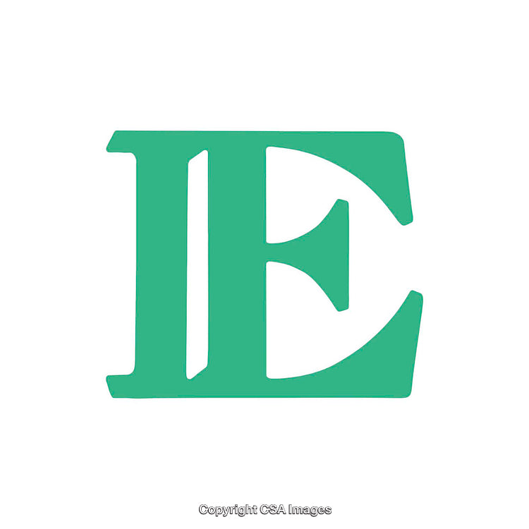 Green Letter E Icon on White Background Depicting Simple Typography