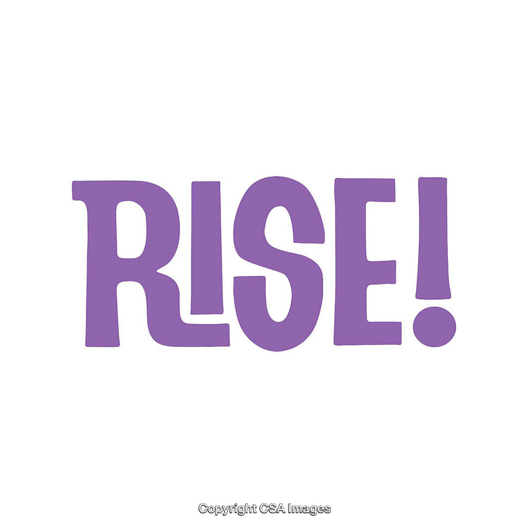 Motivational Purple Text Poster Featuring the Word Rise in Bold Typography