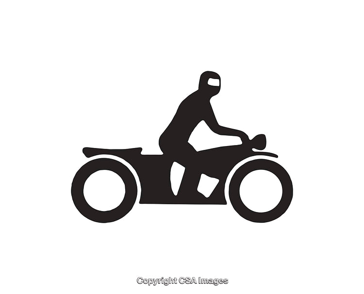 Silhouette of a Motorcyclist Riding a Classic Motorcycle