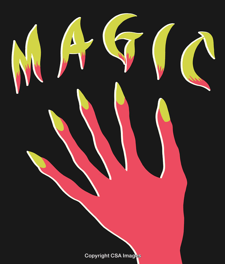Colorful Illustration Depicting Magic With Vibrant Hand and Lettering