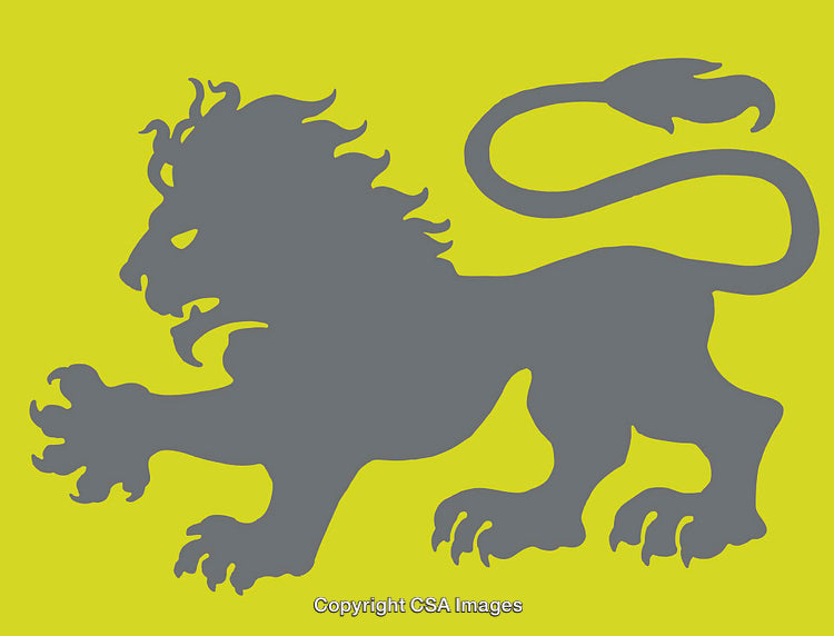 Gray Lion Silhouette Illustration on a Bold Yellow Background