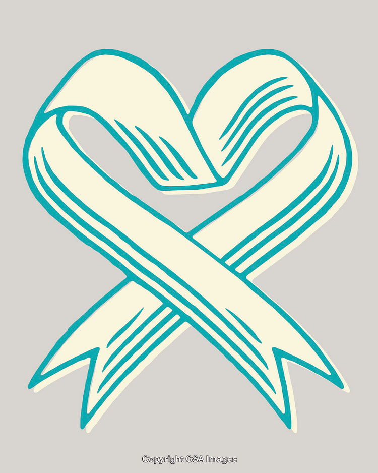 Teal Ribbon Forming a Heart Shape on a Neutral Background