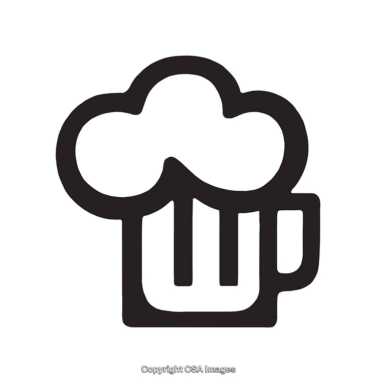 Black and White Icon Depicting a Beer Mug with Foam
