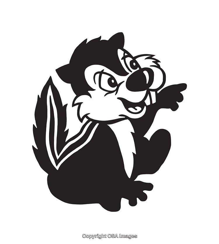 Cute Black and White Cartoon Illustration of a Cheerful Woodland Animal
