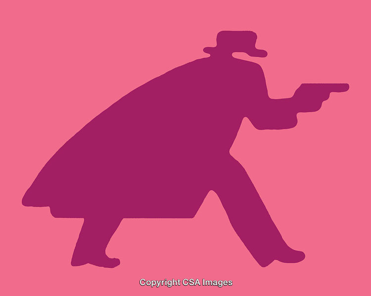 Bold Silhouette of Mysterious Figure in Cloak with Vibrant Colors