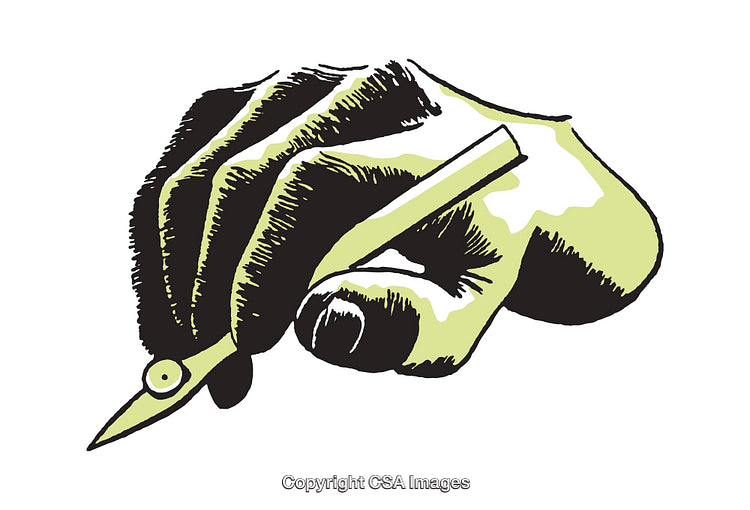 Illustrated Hand Holding a Precision Drawing Compass in Artistic Style