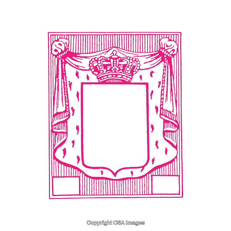 Elegant Royal Frame Outline with Crown in Ornate Pink Design