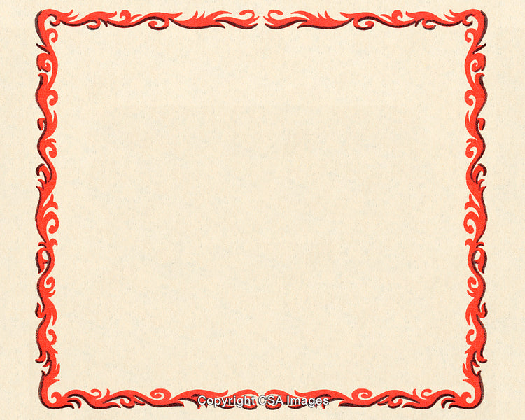 Elegant Red Ornamental Frame on a Textured Beige Background