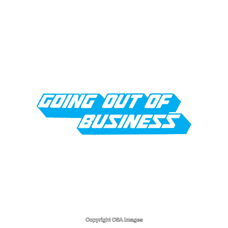 Minimalist "Going Out of Business" Text Design in Vibrant Blue