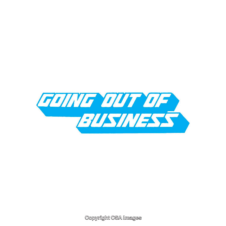 Minimalist "Going Out of Business" Text Design in Vibrant Blue