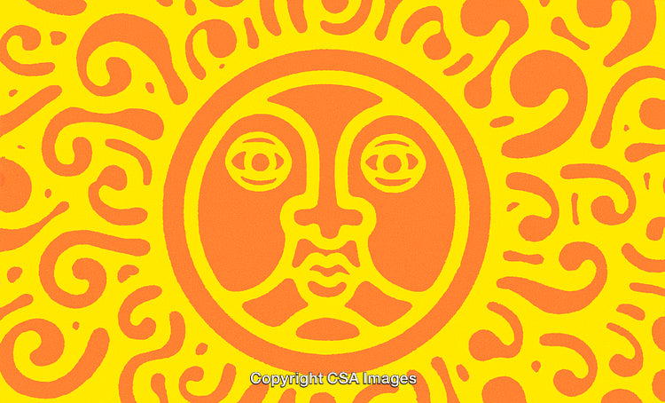 Bright Abstract Sun Art in Yellow and Orange with Decorative Design