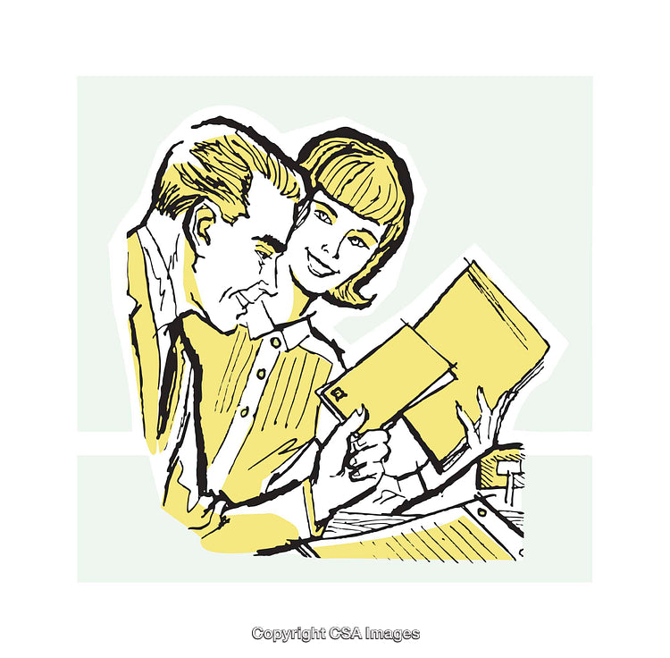 Team Collaboration Illustrated in Retro Style with Bright Yellow Highlights