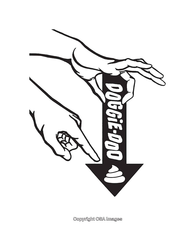 Black and White Line Art Illustrating Pet Waste Cleanup Symbol