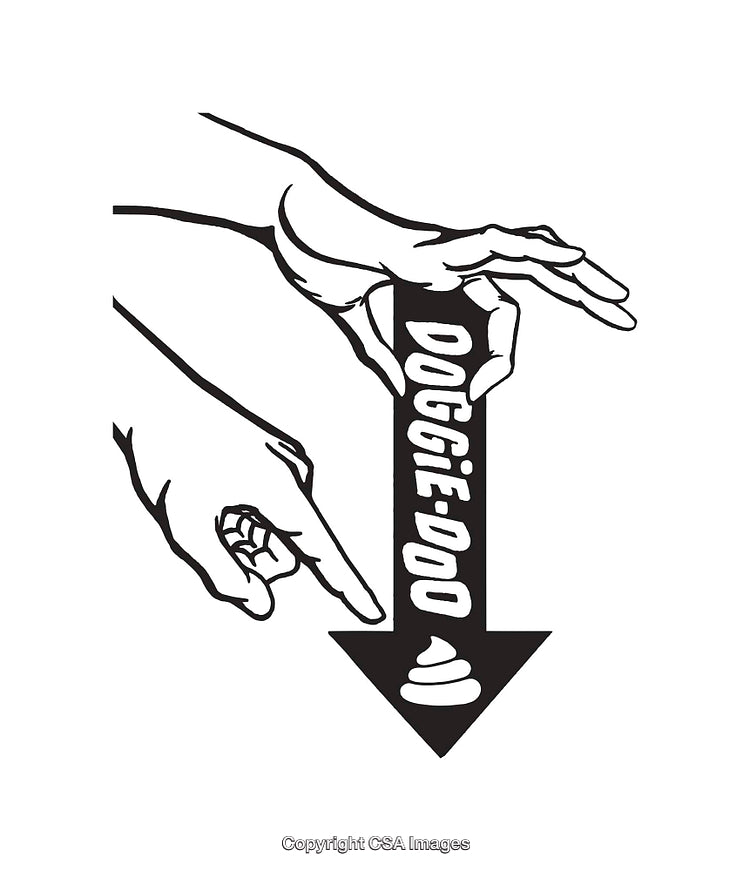 Black and White Line Art Illustrating Pet Waste Cleanup Symbol