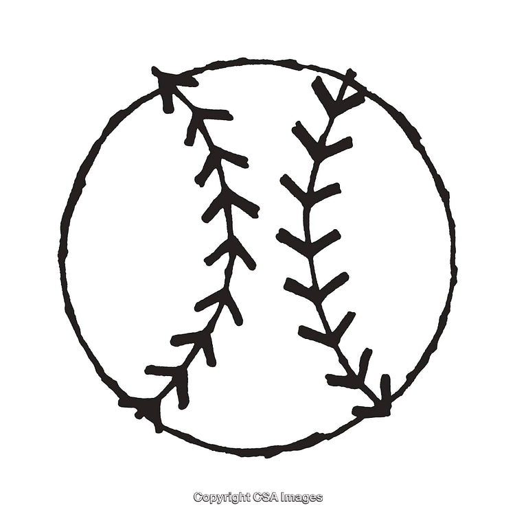 Black and White Line Art of a Baseball Illustrative Icon