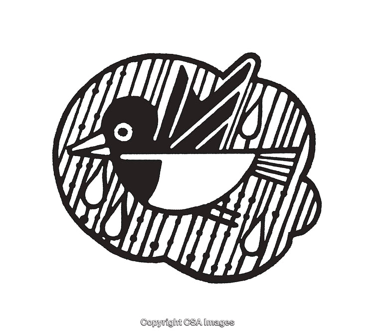 Black and White Line Art of a Bird Illustration
