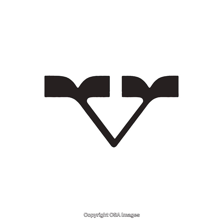 Abstract Black Symbol Formed With V Shapes on White Background