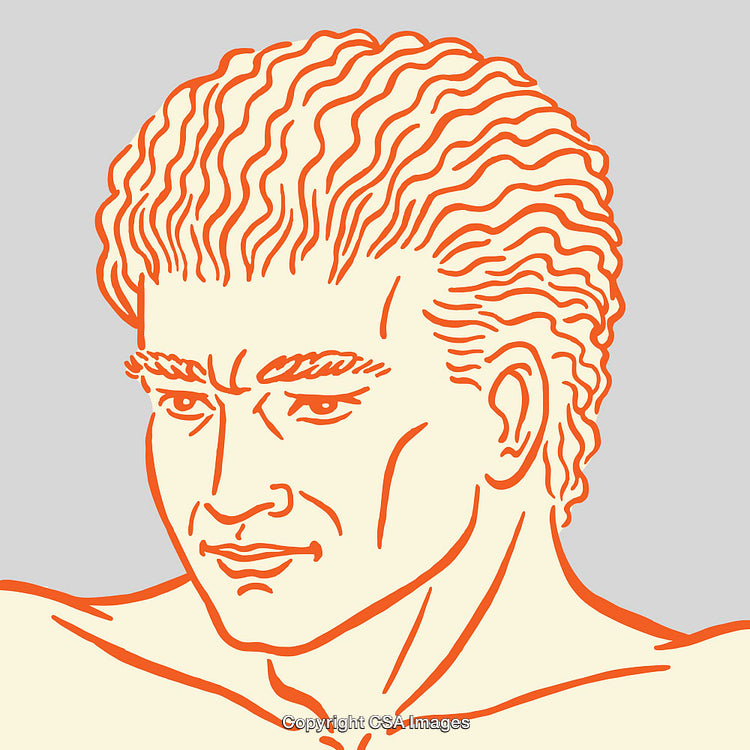 Colorful Line Art Illustration of a Confident Man With Wavy Hair